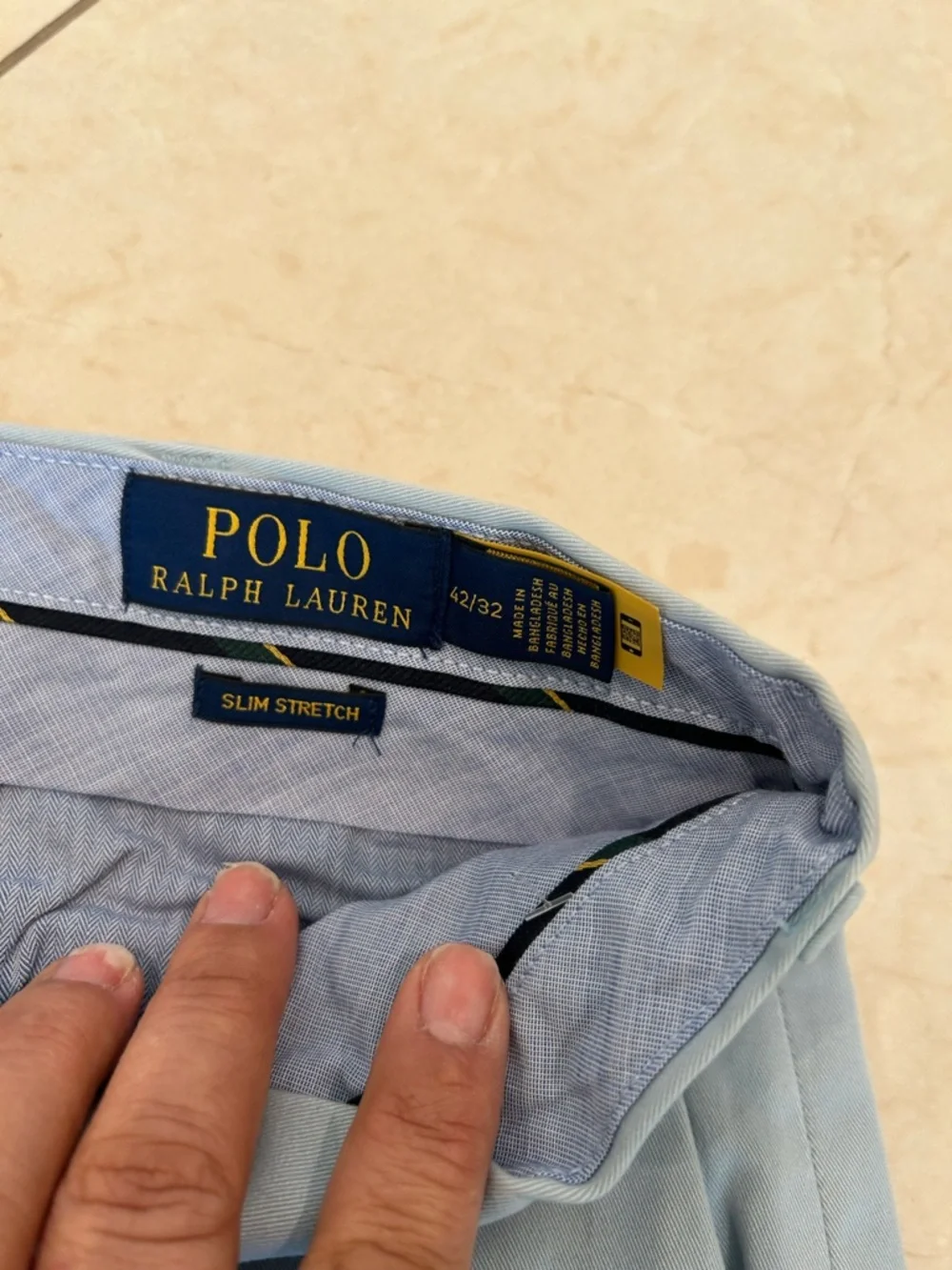 Ralph Lauren Light Blue Chino Pants Straight Fit Casual Preppy Trousers 42/32